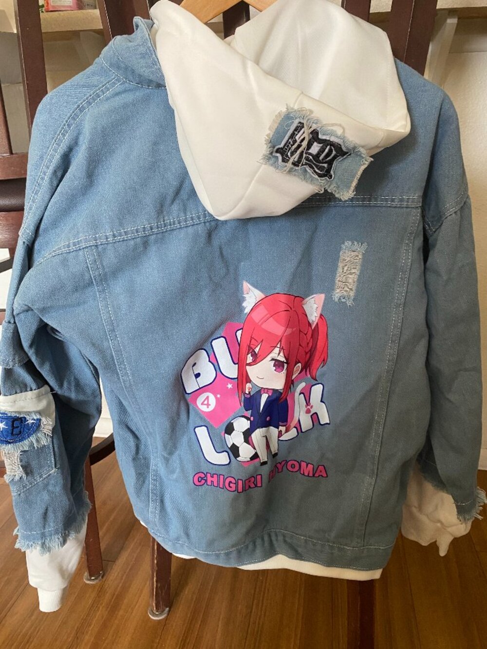 Blue lock jacket chigiri hyoma denim jacket streetwear anime